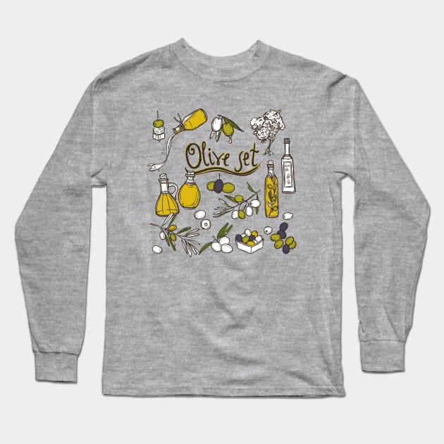 Olive Set Long Sleeve T-Shirt by Mako Design 